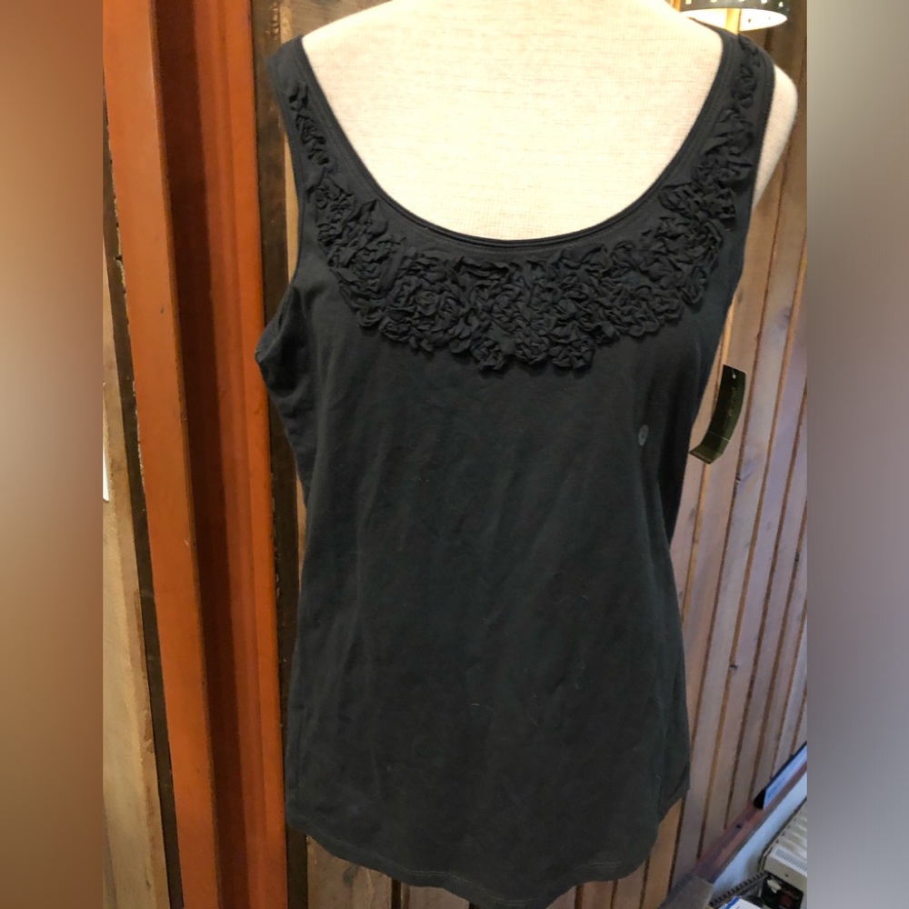 NWT! Darling black ruffle neck tank top/ camisole!